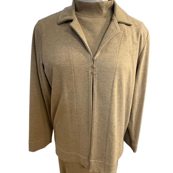 Liz Claiborne 3 Piece Set Sz. L Jacket Shell & Skirt  Vintage Tan - Picture 12 of 16